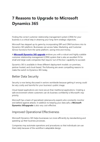 7 reasons to upgrade to microsoft dynamics 365