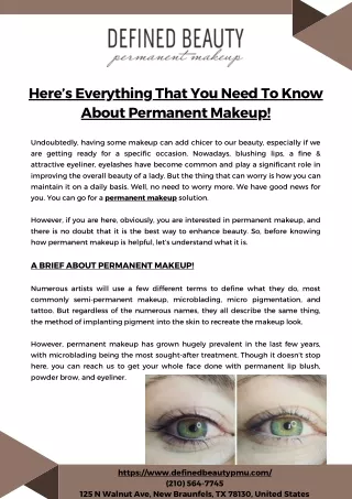 Here’s Everything That You Need To Know About Permanent Makeup!