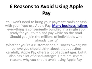6 reasons to avoid using apple pay