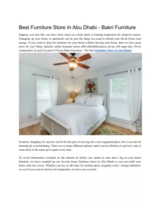 Best Furniture Store In Abu Dhabi - Bakri Furniture UAE