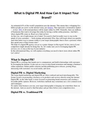What Is Digital PR And How Can It Impact Your Brand