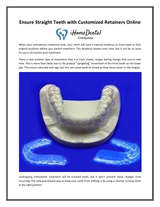 ensure straight teeth with customized retainers