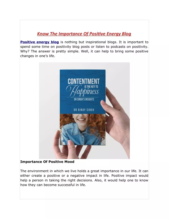 know the importance of positive energy blog