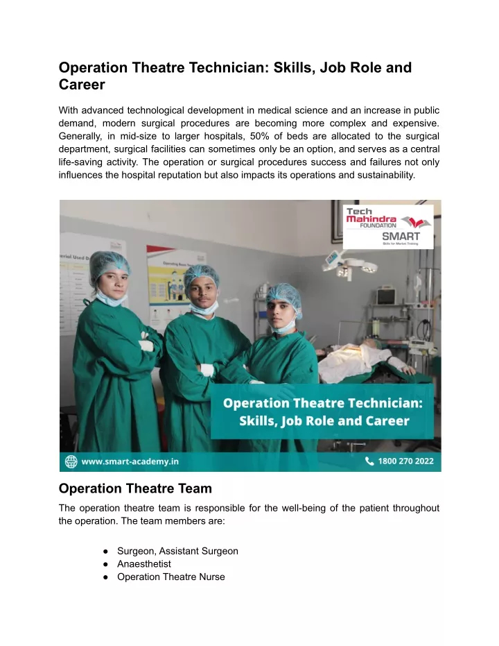 operation theatre technician skills job role