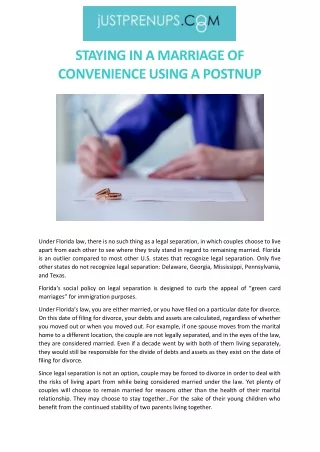 staying in a marriage of convenience using
