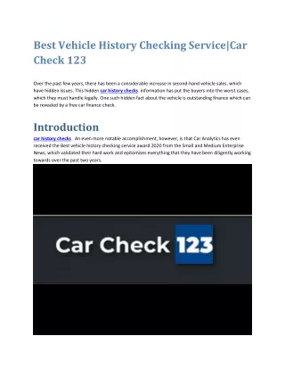 best vehicle history checking service car check