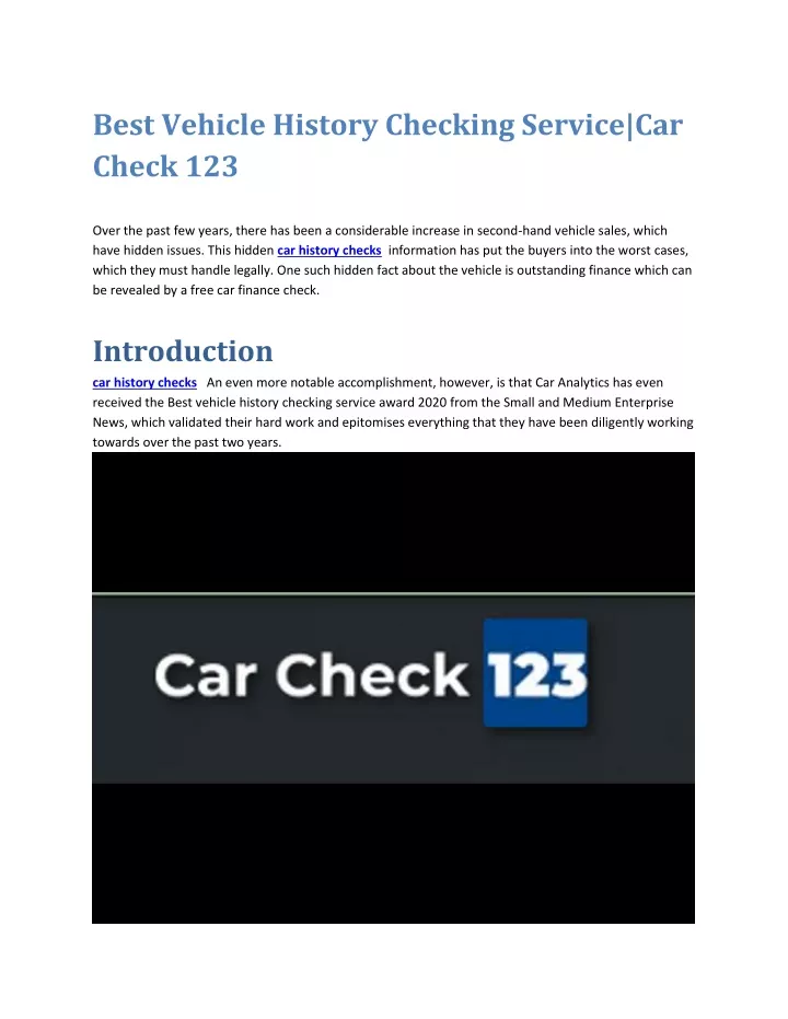 best vehicle history checking service car check