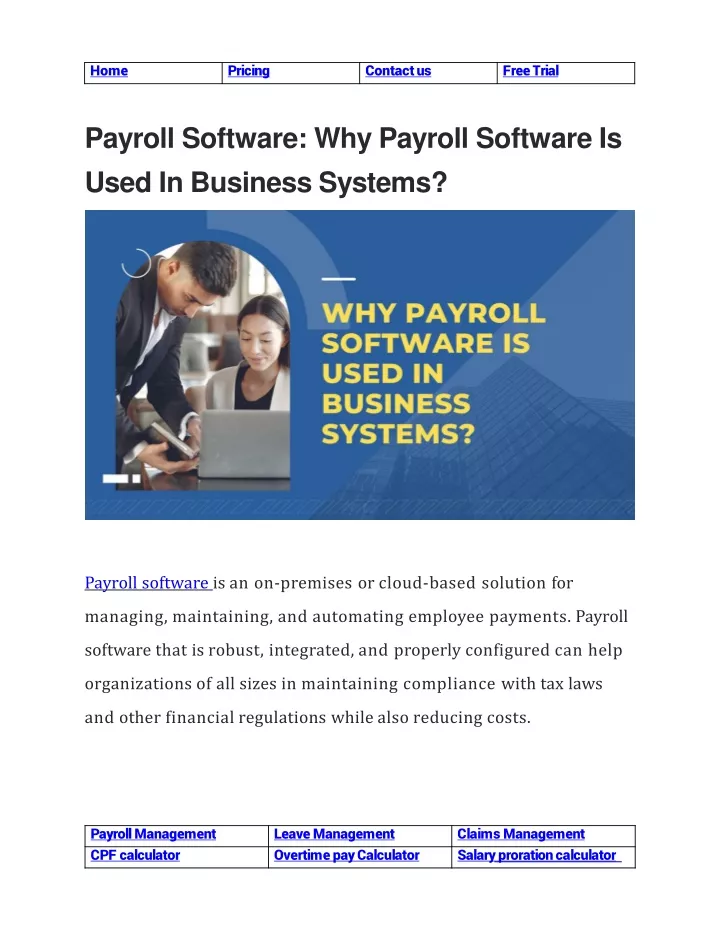 payroll software why payroll software is used in business systems