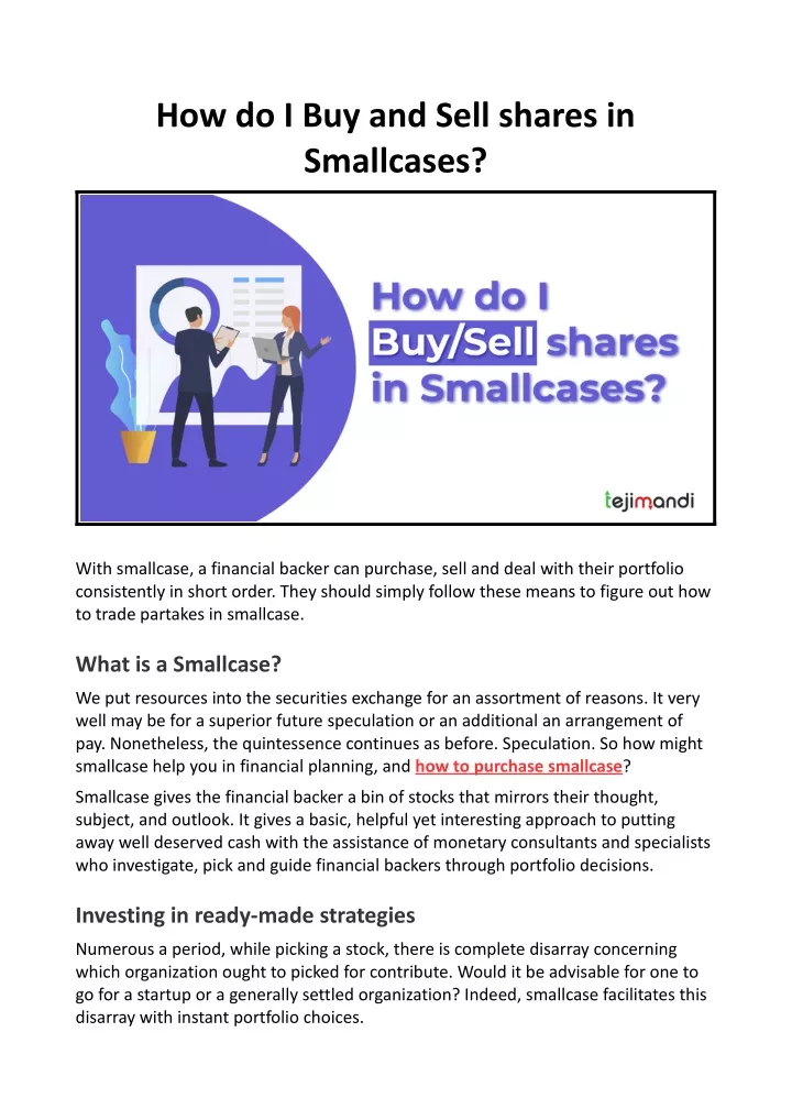 how do i buy and sell shares in smallcases