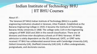 Indian Institute of Technology BHU | IIT BHU Courses