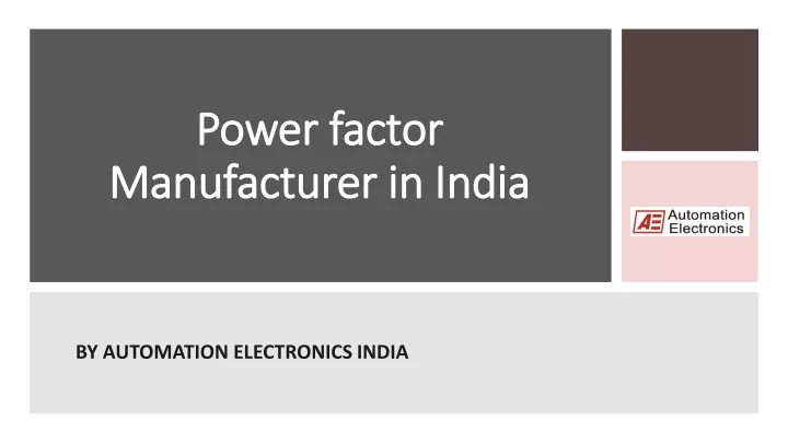 power factor manufacturer in india