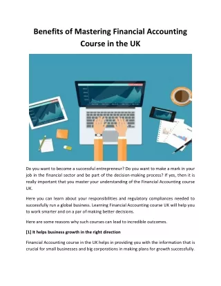 Benefits of Mastering Financial Accounting Course in the UK