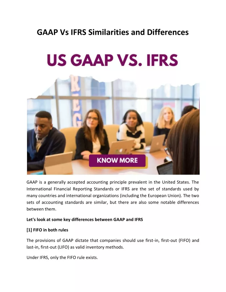 gaap vs ifrs similarities and differences