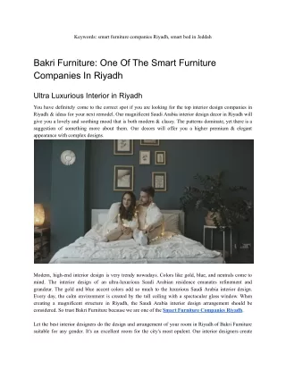 Bakri Furniture_ One Of The Smart Furniture Companies In Riyadh