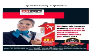 Diploma In Air Hostess Training | Ultimate Career Choice