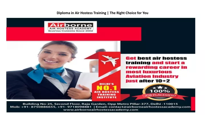 diploma in air hostess training the right choice