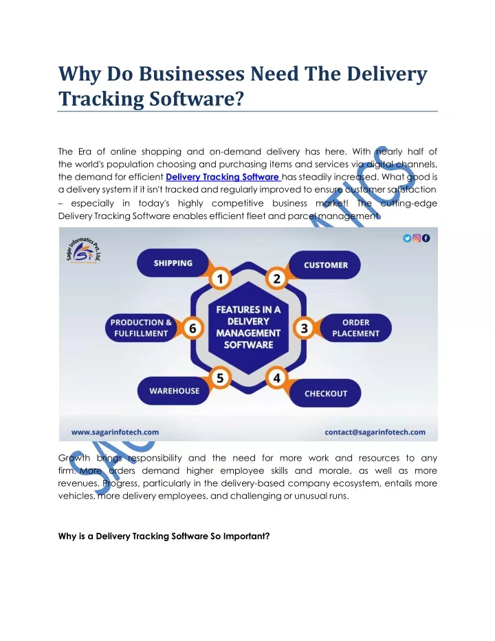 why do businesses need the delivery tracking