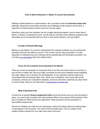how to start a business 5 steps to launch