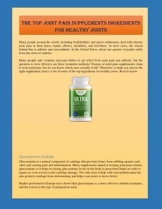 The top joint pain supplements ingredients for healthy joints