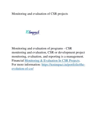 monitoring and evaluation of csr projects