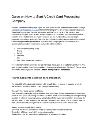 Guide on How to Start A Credit Card Processing Company