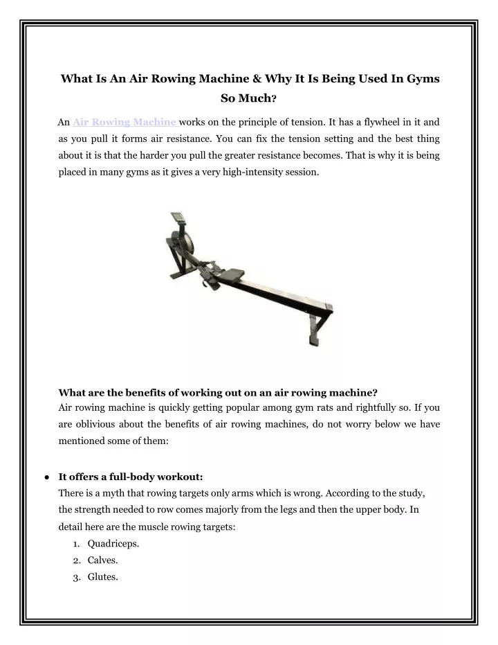 what is an air rowing machine why it is being