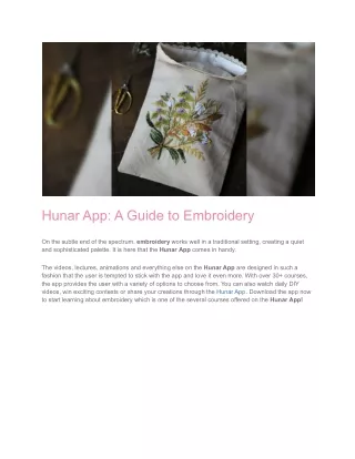 hunar app a guide to embroidery