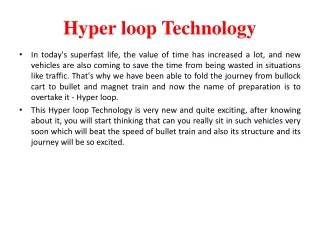 Hyper loop Technology - Capacious Technolgies