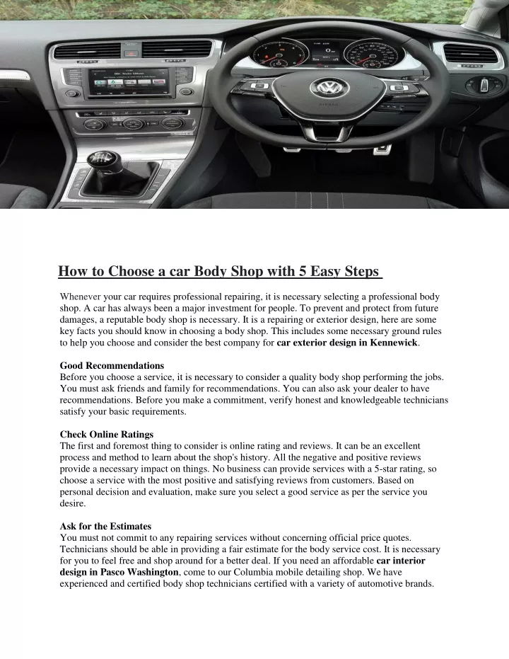 how to choose a car body shop with 5 easy steps