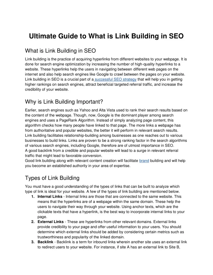 ultimate guide to what is link building in seo