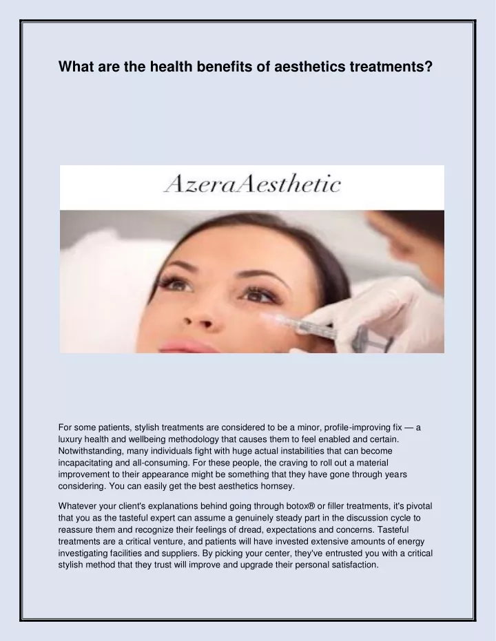 what are the health benefits of aesthetics