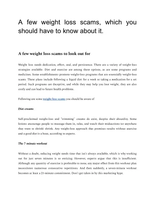 A few weight loss scams to look out for.