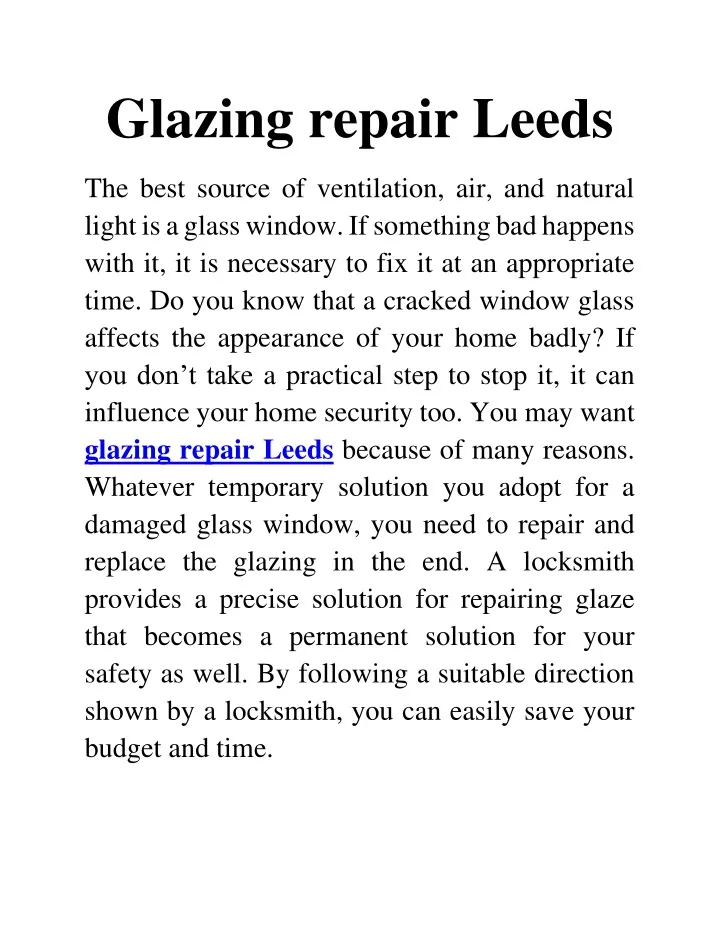 glazing repair leeds