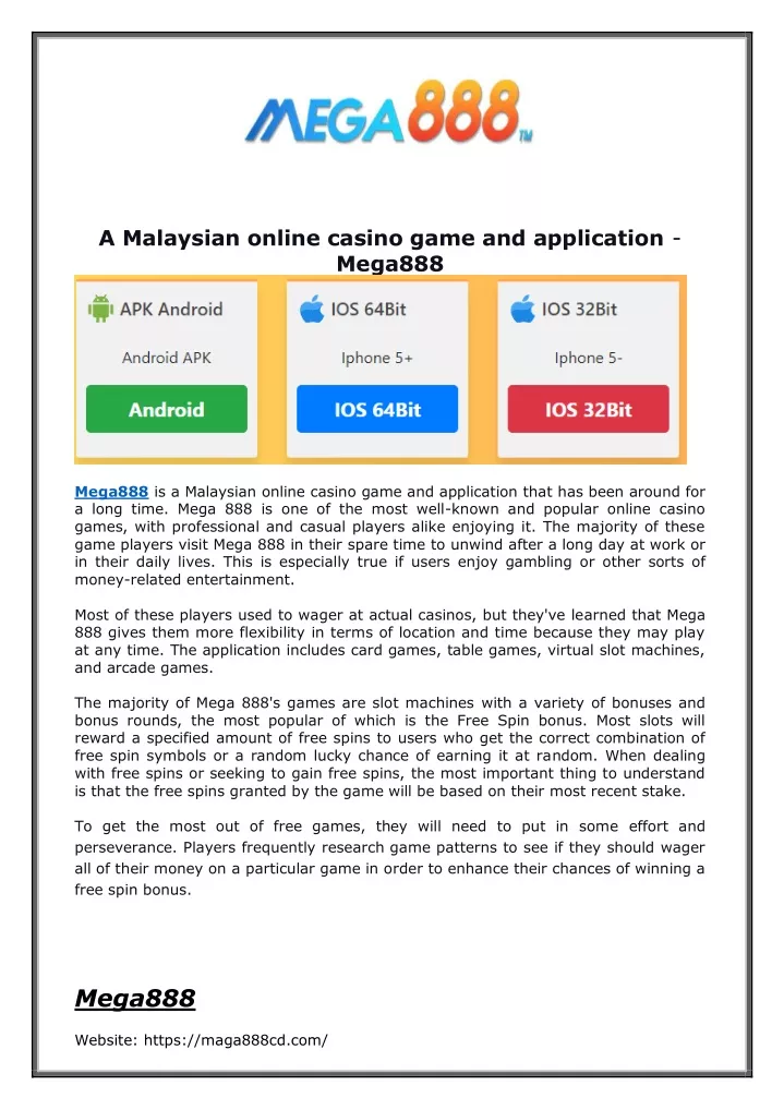 a malaysian online casino game and application