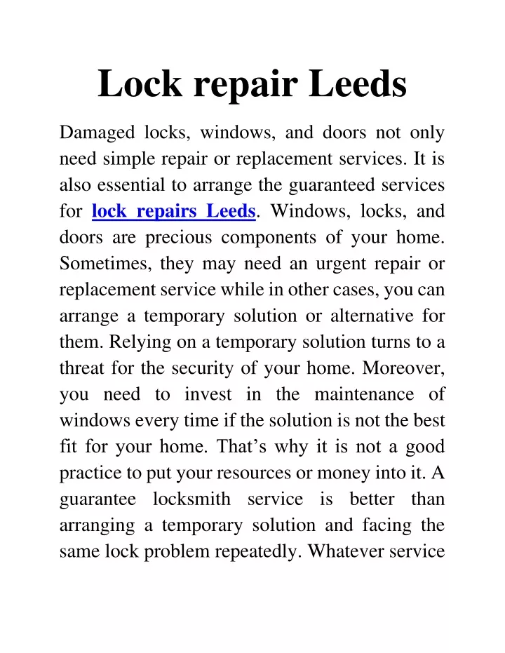 lock repair leeds