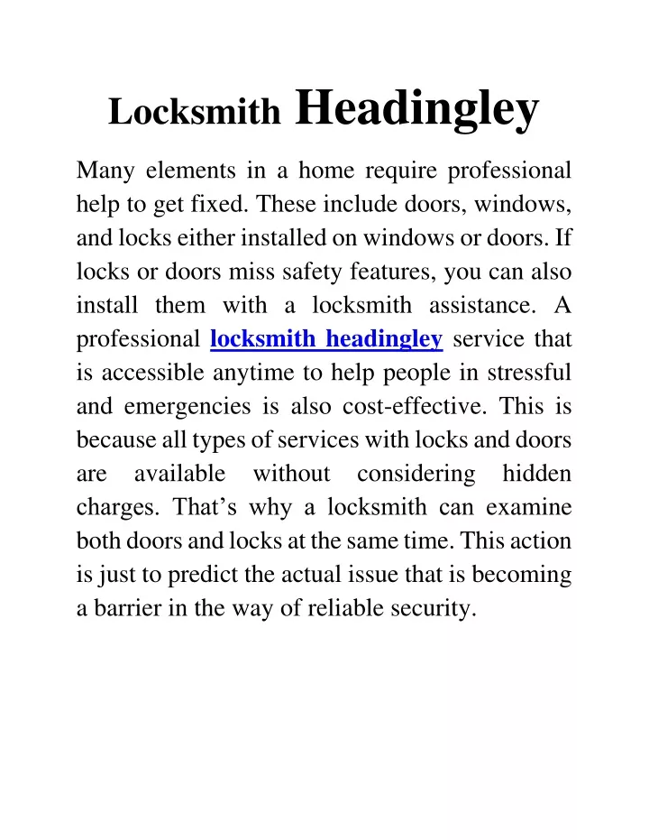 locksmith headingley
