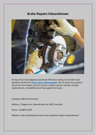 Brake Repairs Edwardstown