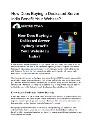how does buying a dedicated server india benefit