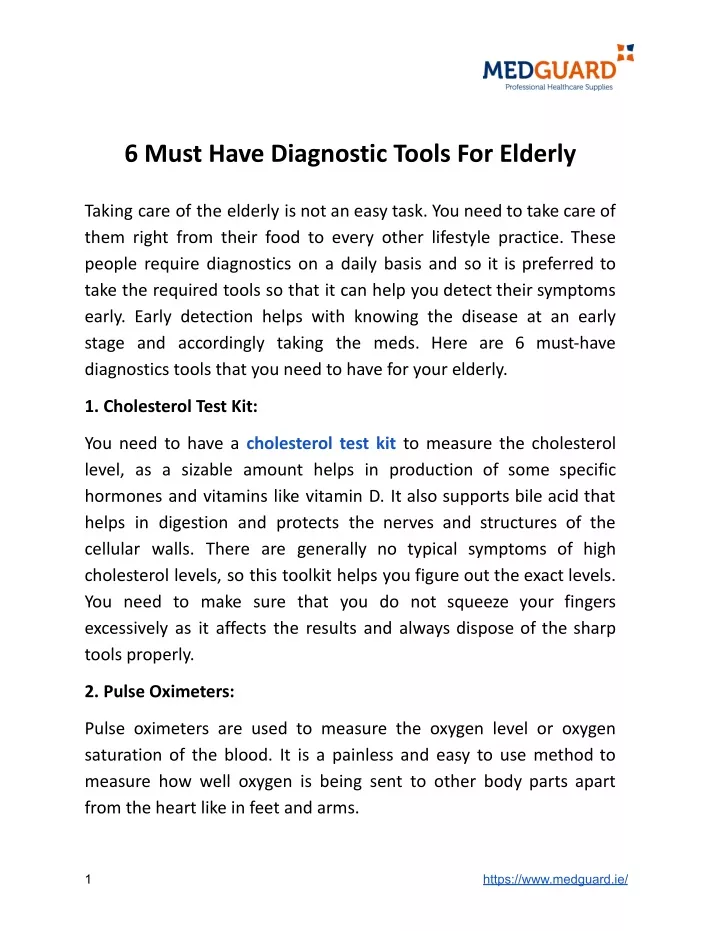 6 must have diagnostic tools for elderly