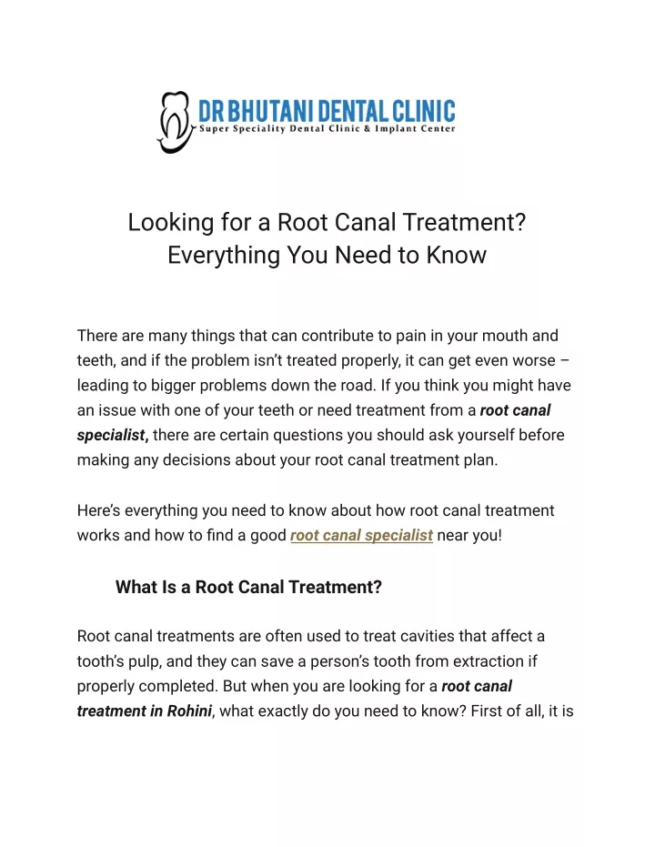 looking for a root canal treatment everything