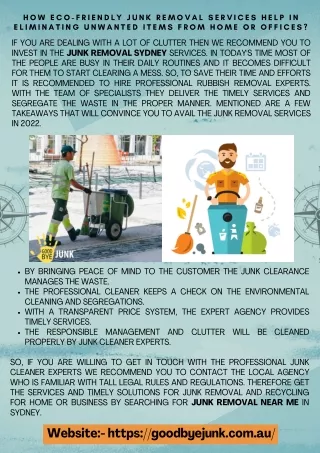 How eco-friendly junk removal services help in eliminating unwanted items from