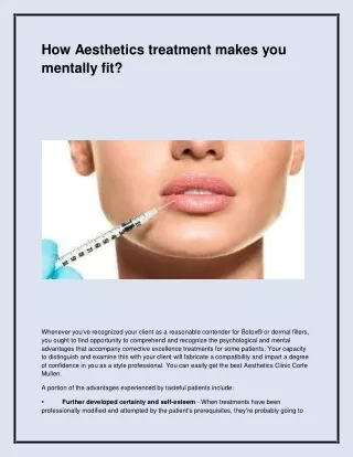 how aesthetics treatment makes you mentally fit