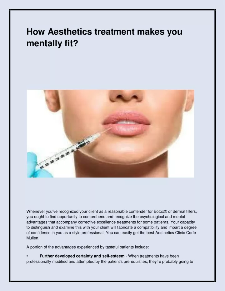 how aesthetics treatment makes you mentally fit