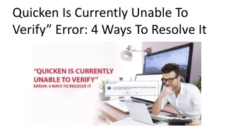 quicken is currently unable to verify error