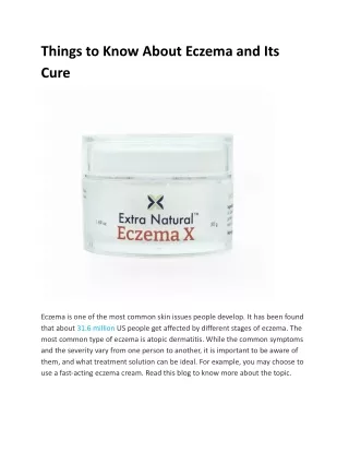 Things to Know About Eczema and Its Cure