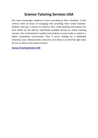Science Tutoring Services USA