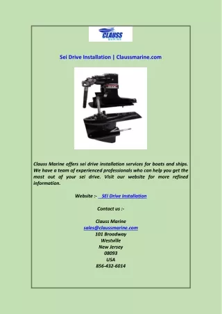 sei drive installation claussmarine com