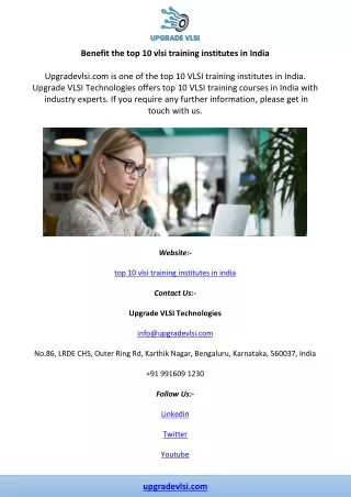 Benefit the top 10 vlsi training institutes in India