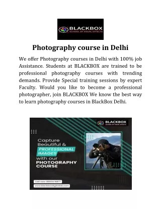 Best photography course  in Delhi  | Blackbox