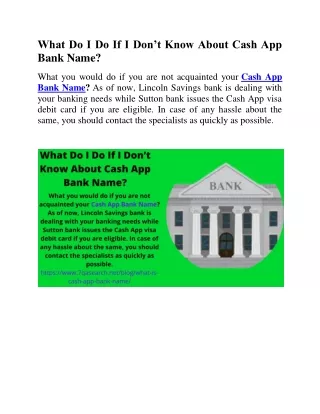 what do i do if i don t know about cash app bank